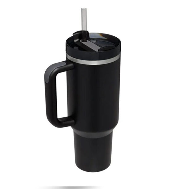 40oz Stainless Steel Insulated Tumbler with Straw - Image 2