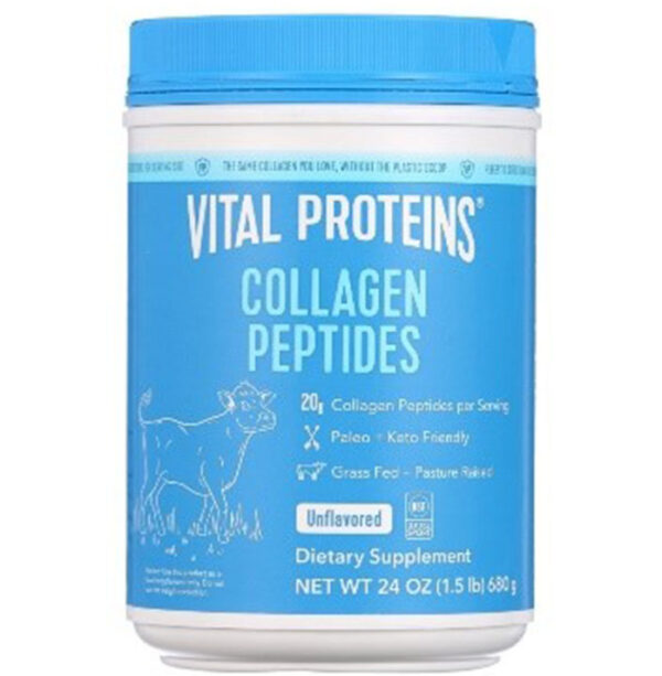 Vital Proteins Collagen Peptides Powder, Promotes Hair, Nail, Skin, Bone and Joint Health, Zero Sugar, Unflavored 24 oz